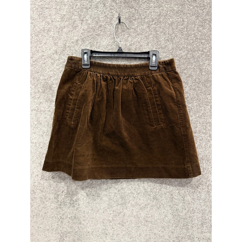 J.Crew Women Skirt 4 Brown Corduroy Mini 28236 Pockets Gathered Waist